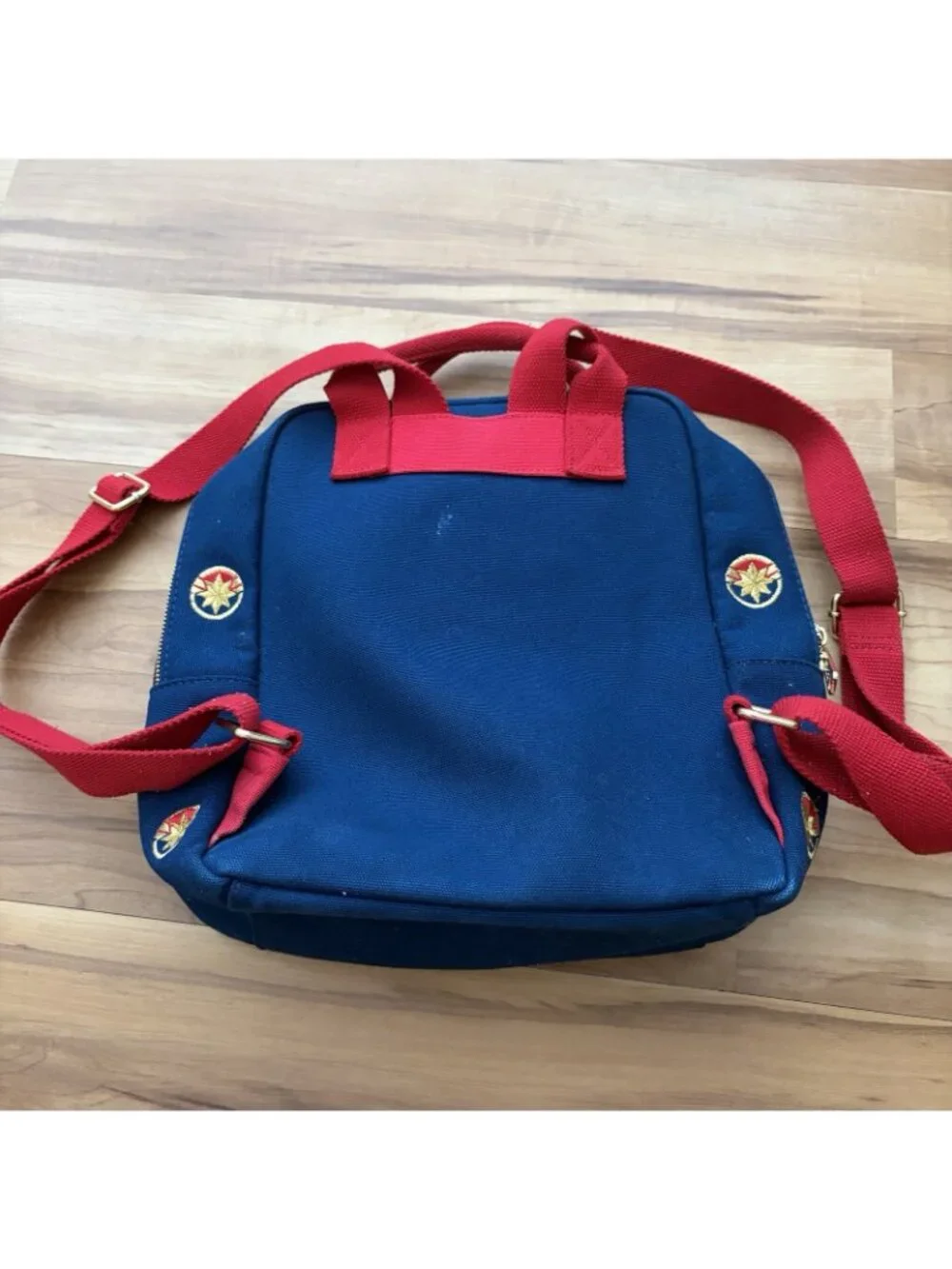Disney Parks Loungefly Captain Marvel Canvas Mini Backpack Blue Red